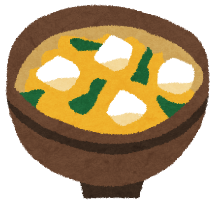 豆腐やワカメなどの入ったみそ汁のイラスト
