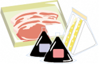 肉、おにぎり、サンドイッチのイラスト