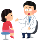 白衣を着た医師が問診をしているイラスト