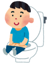 男の子がトイレに入っているイラスト