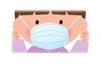 女の子が、マスクを耳にかけているイラスト