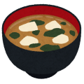 わかめと豆腐が浮かんでいる即席みそ汁のイラスト