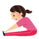 ピンク色のジャージを着た女性がストレッチをしているイラスト