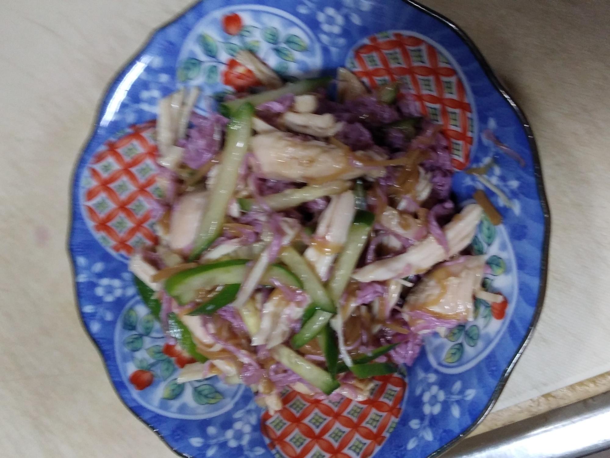 菊とチキンのなめたけ和え