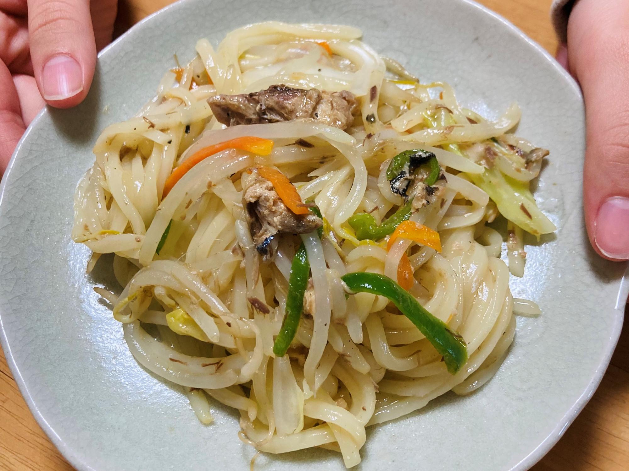 さば缶焼きうどん