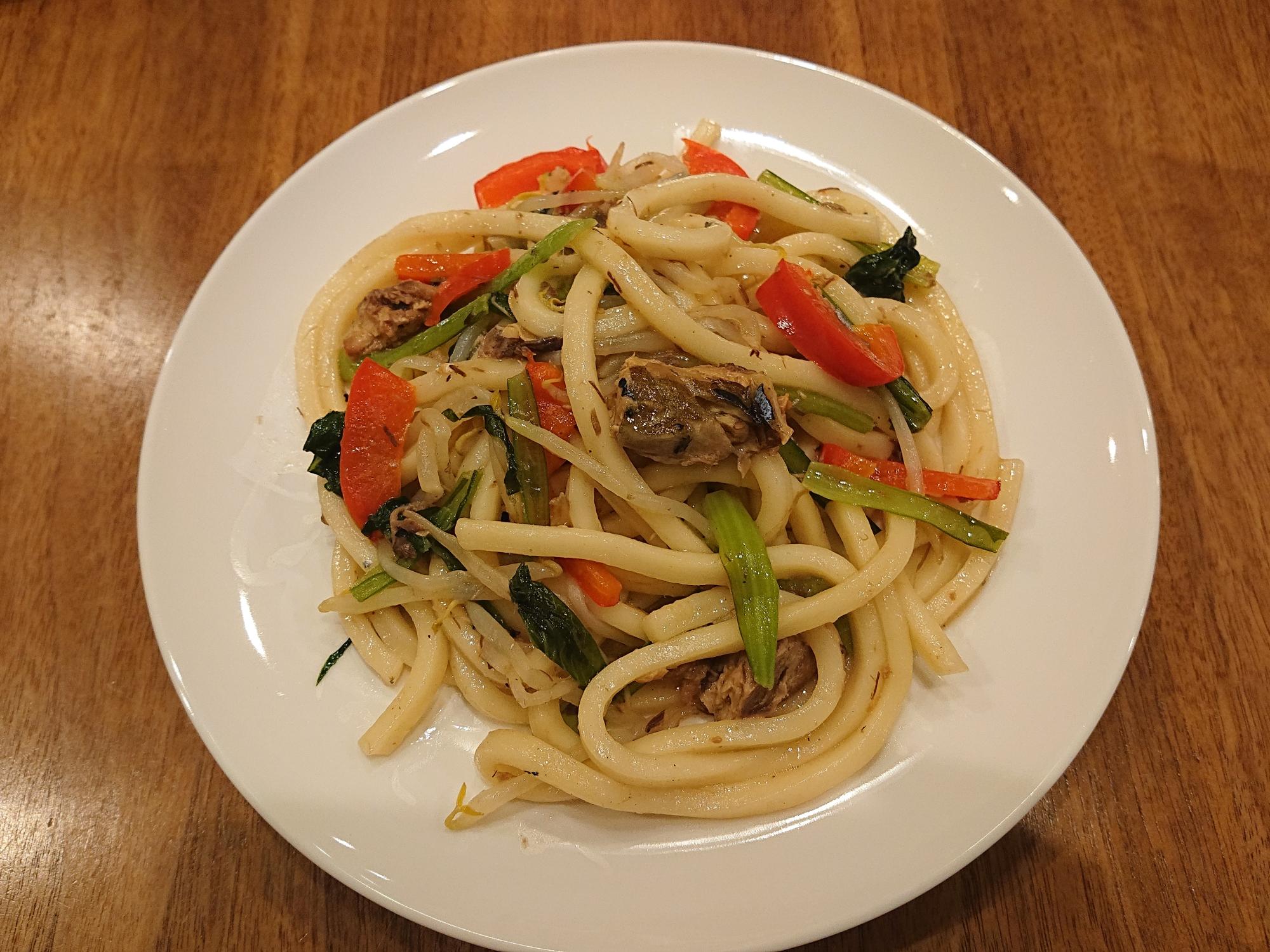 さば缶焼きうどん