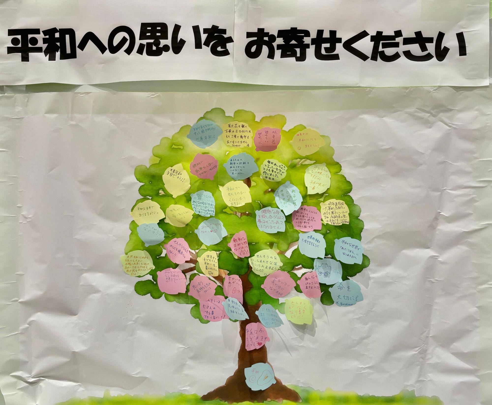 平和への想いを寄せた寄せ書き