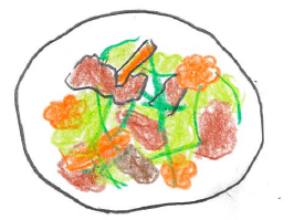 20周年お祝い燕の野菜とひき肉の炒め物