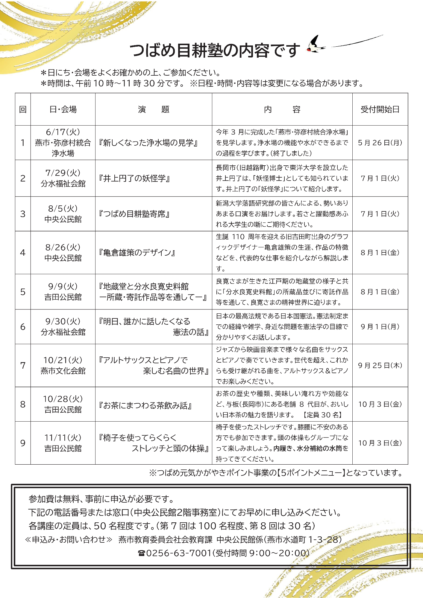 令和7年度のつばめ目耕塾チラシの裏面