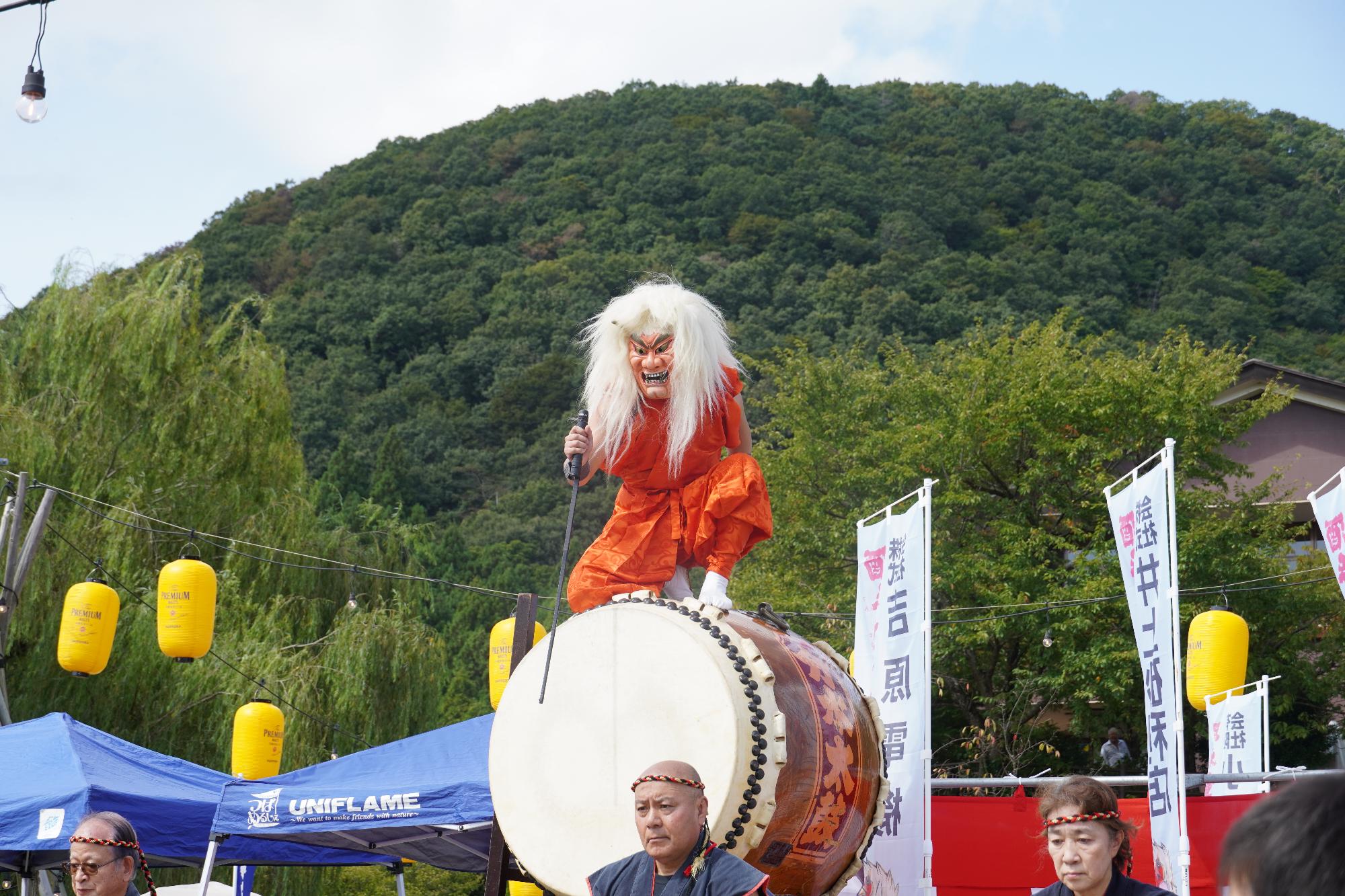 分水太鼓の演奏