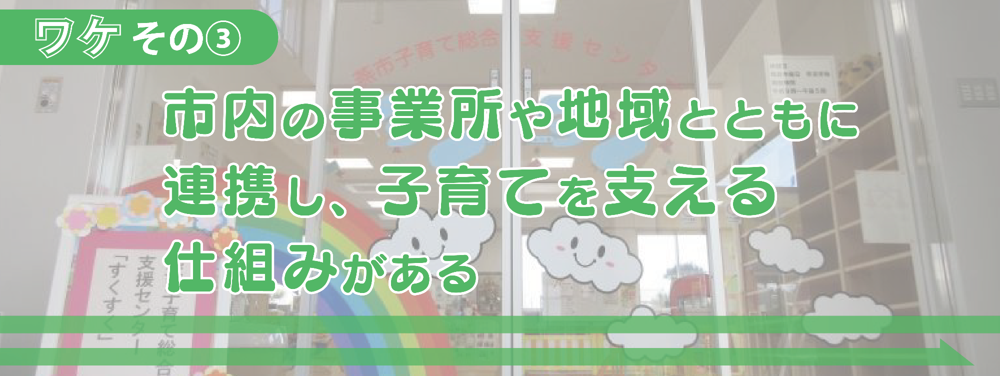 市内の事業所や地域とともに連携し、子育てを支える仕組みがある