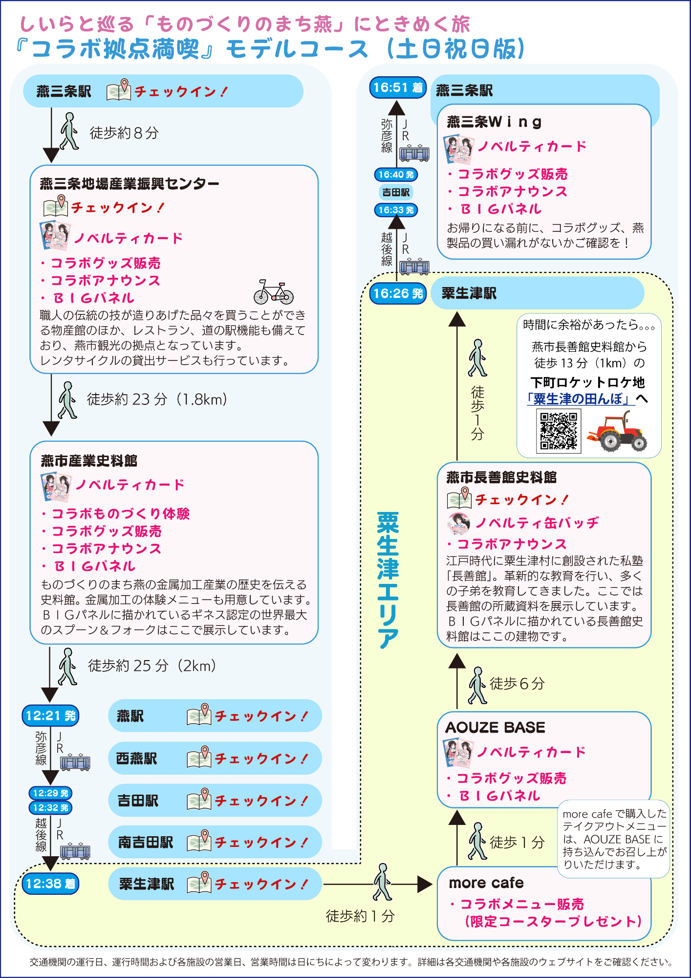 『コラボ拠点満喫』モデルコース（土日祝日版）