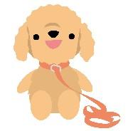 オレンジ色の首輪をつけた笑顔の犬のイラスト