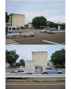 2つのアングルから撮影した分水学校町駐車場の写真
