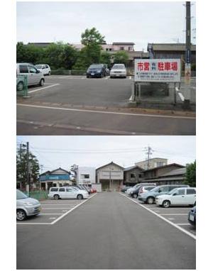 2つのアングルから撮影した分水本町駐車場の写真