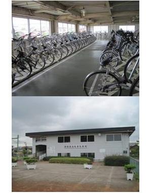 2つのアングルから撮影した燕駅前自転車駐車場の写真