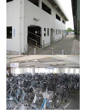 2つのアングルから撮影した吉田駅前北自転車駐車場の写真