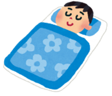 男の子が布団で眠っているイラスト