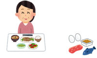 たんぱく質を食べる女性のイラスト