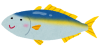 黄色い尻尾やヒレのある笑顔の魚のイラスト