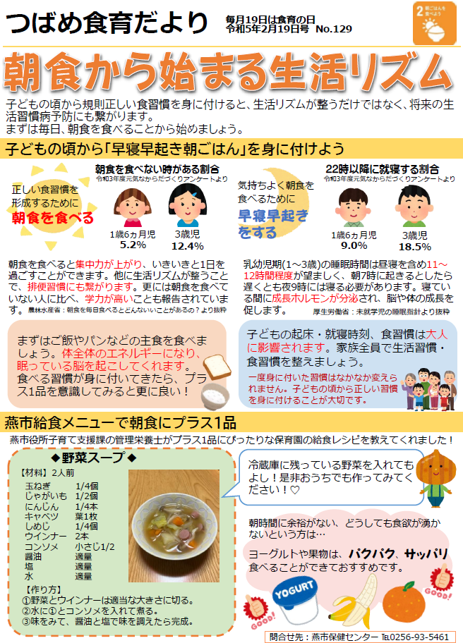 つばめ食育だより令和5年2月19日号