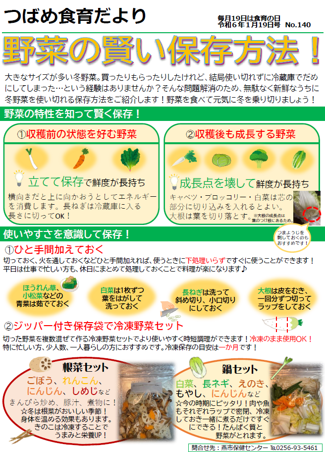 つばめ食育だより令和6年度1月19日号