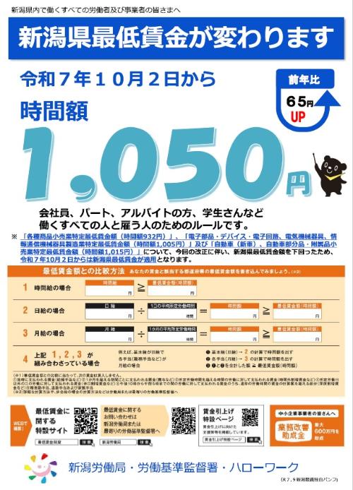 新潟県最低賃金が変わります_R7