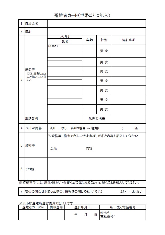 避難者カード