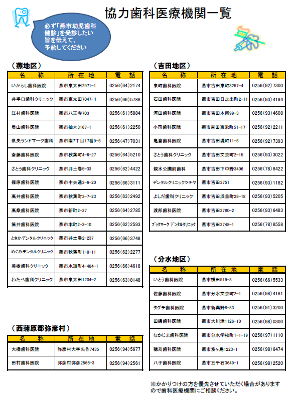 協力歯科医療機関一覧